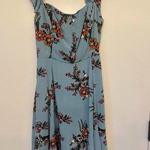 Lulu's One Sweet Day Light Blue Floral Print Off-the-Shoulder Dress